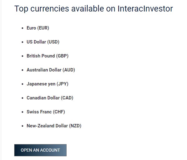 InteracInvestor Product Offerings